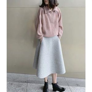 Stylish grey midi skirt